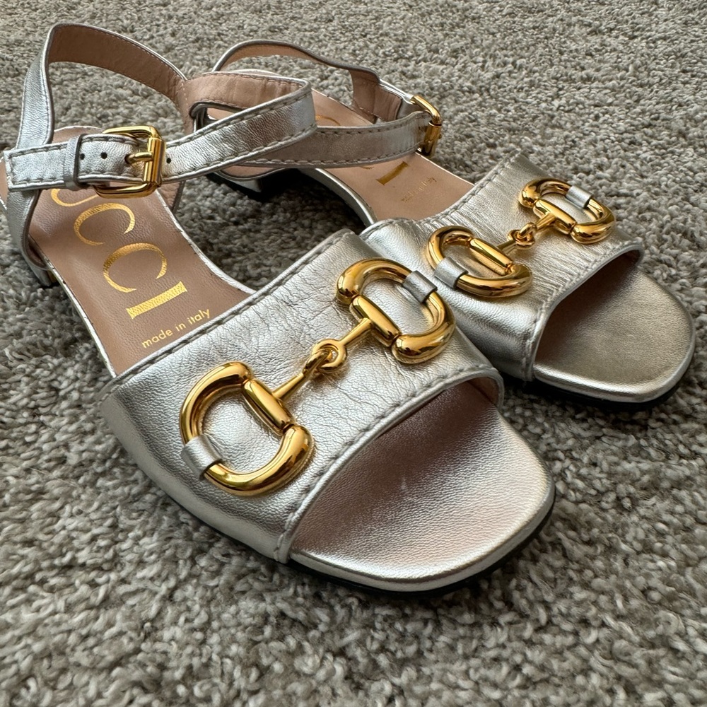 Gucci Women's Argento Silver Baby Horsebit sandals